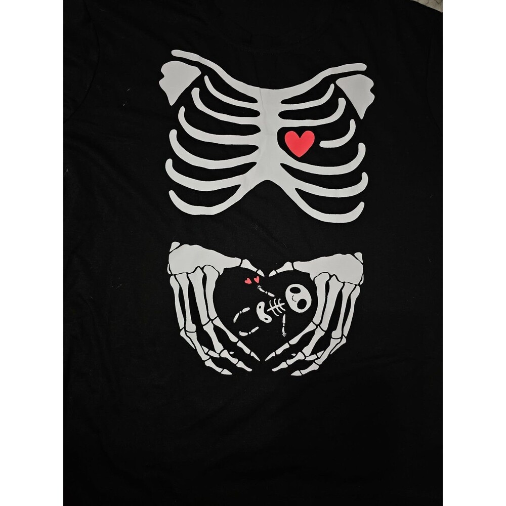 Woman's Maternity Halloween Top with Skeleton Design Size 2XL - Picture 2 of 3